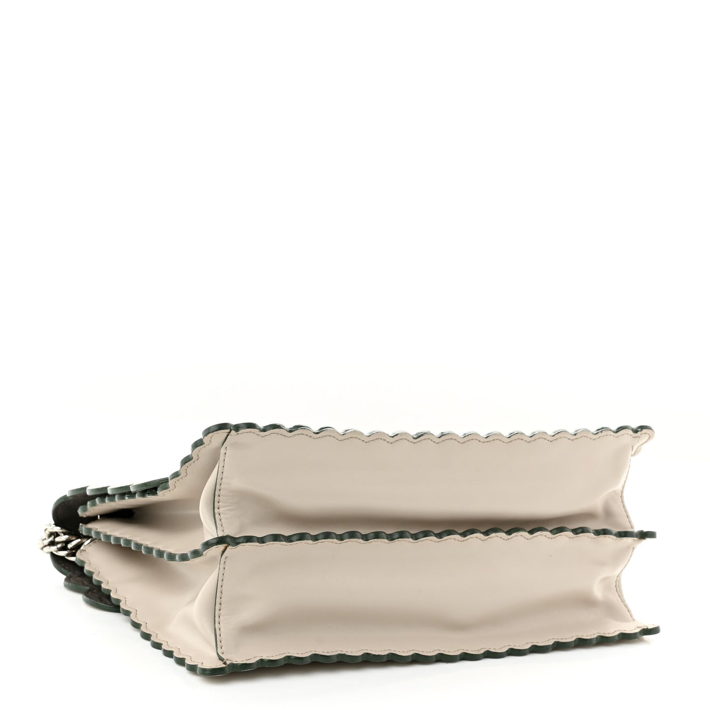 Vitello Liberty Scalloped Studded Kan I Shoulder Bag Grigio Polvere