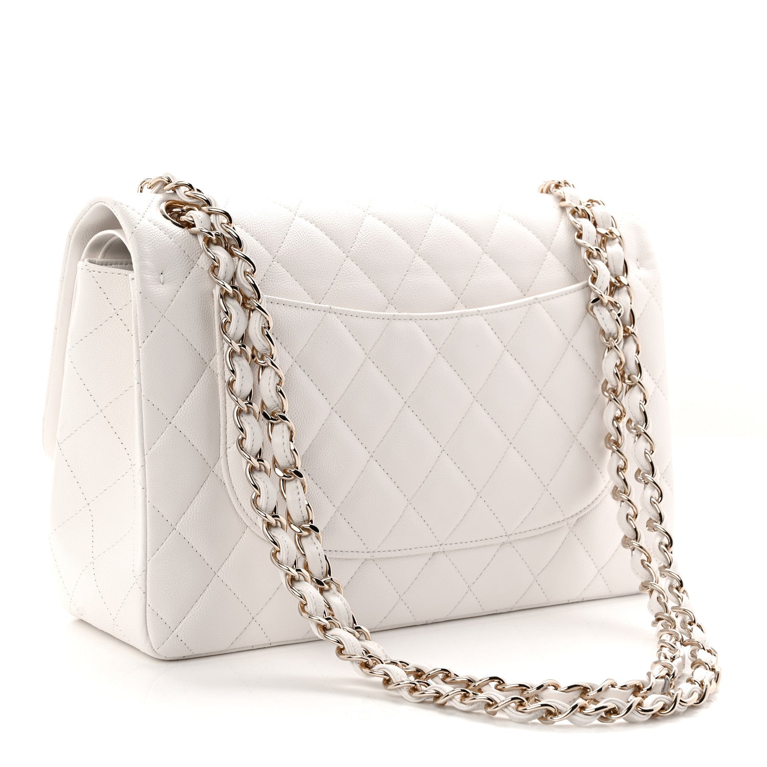 Chanel Caviar Quilted Jumbo Double Flap White 3 of 11