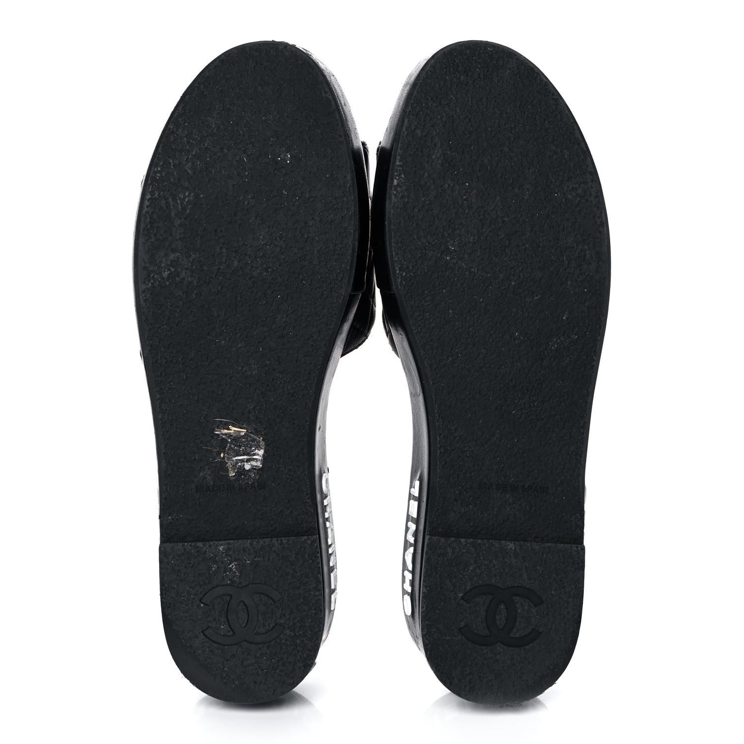 Lambskin Quilted CC Espadrille Slip On Sandals 39 Black