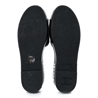 Chanel Lambskin Quilted CC Espadrille Slip On Sandals 39 Black 6 of 11
