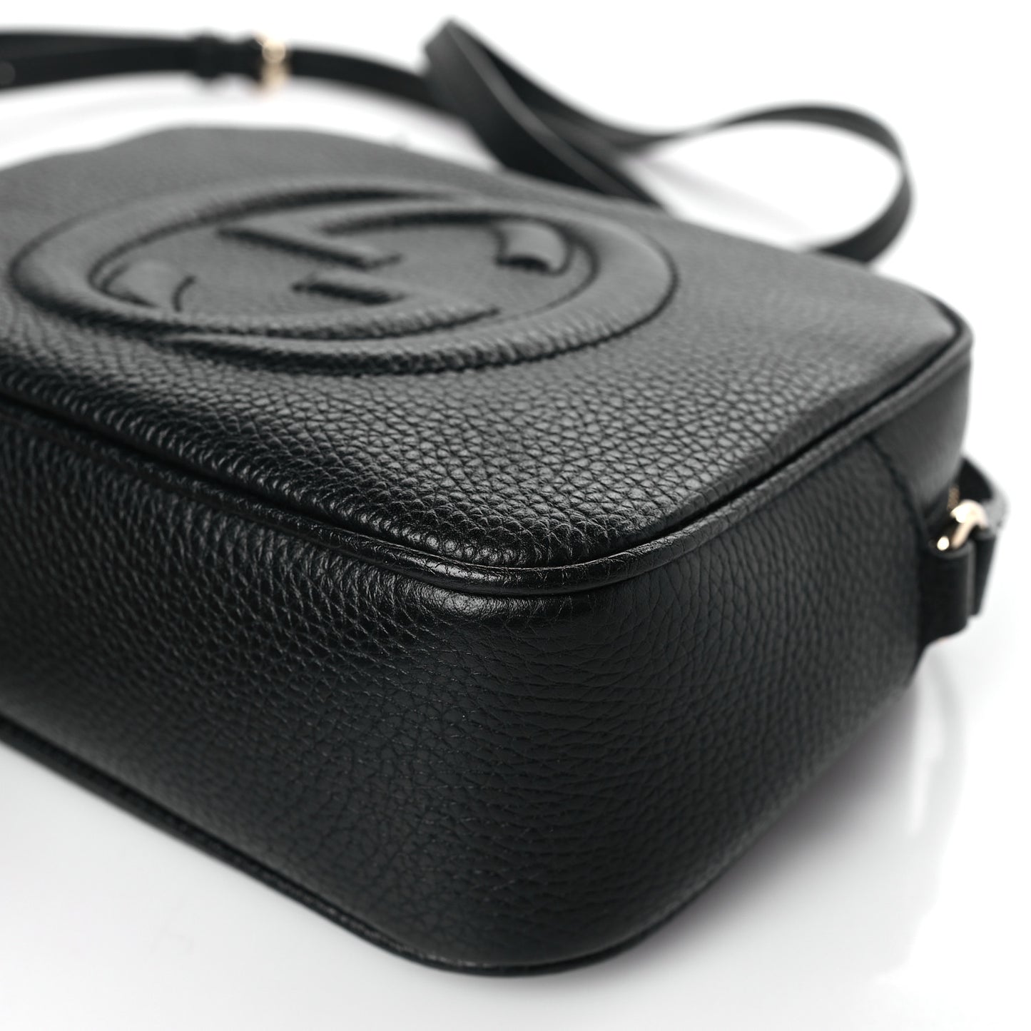 Pebbled Calfskin Small Soho Disco Bag Black