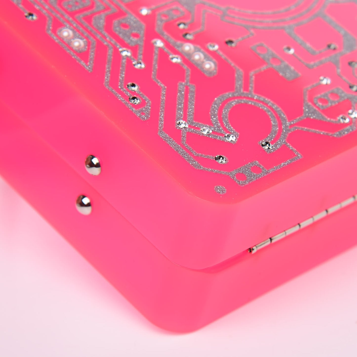 Plexiglass Strass Motherboard Minaudiere Clutch Pink