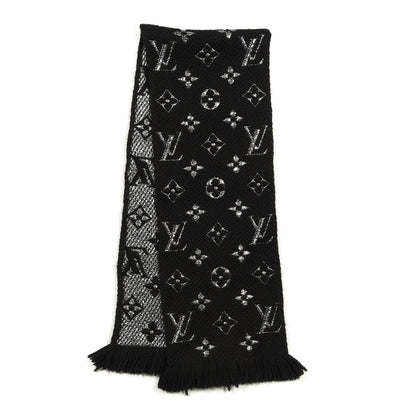 Louis Vuitton Wool Silk Logomania Shine Scarf Black 2 of 4