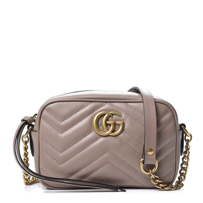 Gucci Calfskin Matelasse Mini GG Marmont Chain Shoulder Bag Porcelain Rose 1 of 10