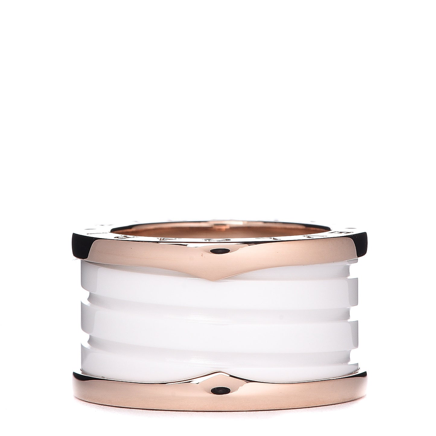 18K Rose Gold White Ceramic B.Zero1 Four-Band Ring 51 5.75