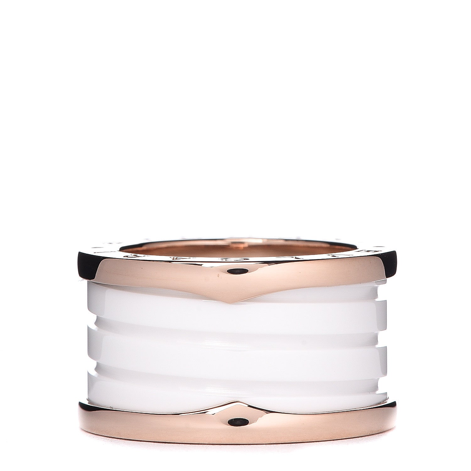 Bulgari 18K Rose Gold White Ceramic B.Zero1 Four-Band Ring 51 5.75 1 of 5
