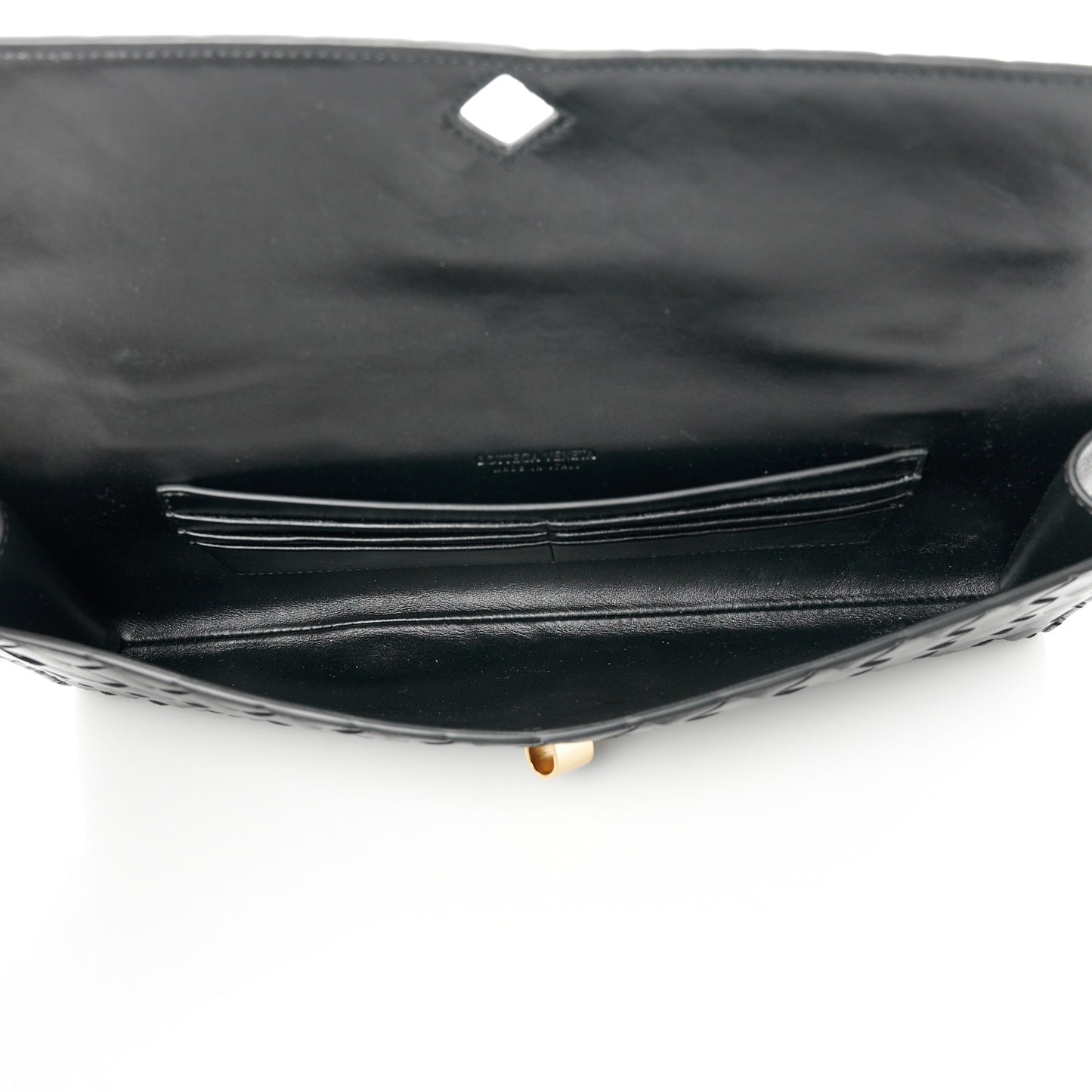 Nappa Intrecciato Long Andiamo Top Handle Clutch Black