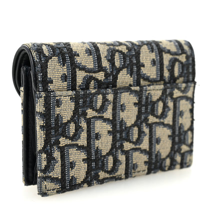 Christian Dior Oblique Saddle Card Holder Blue 3 of 8