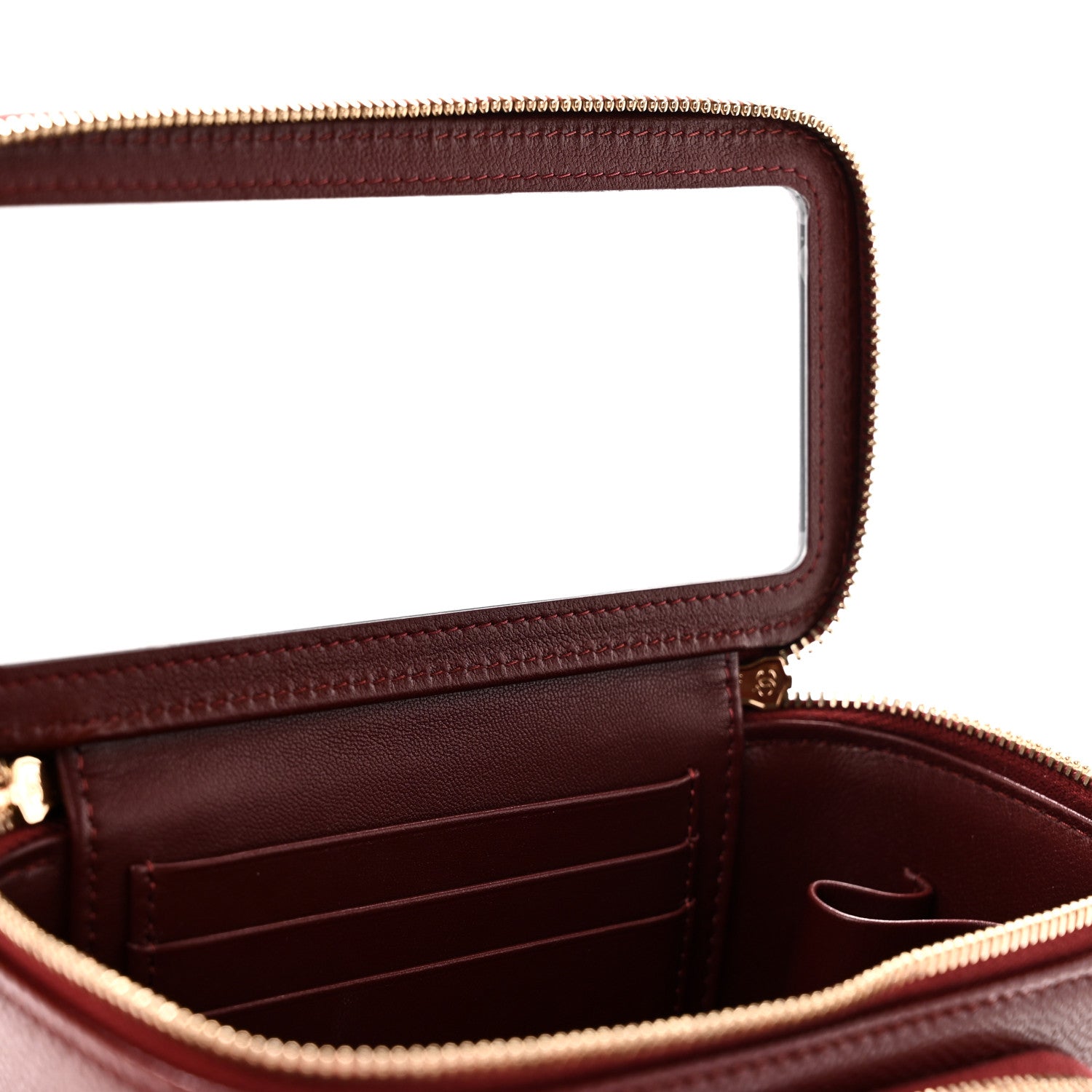 Chanel Caviar Quilted Top Handle Pocket Vanity Case Burgundy 6 of 11