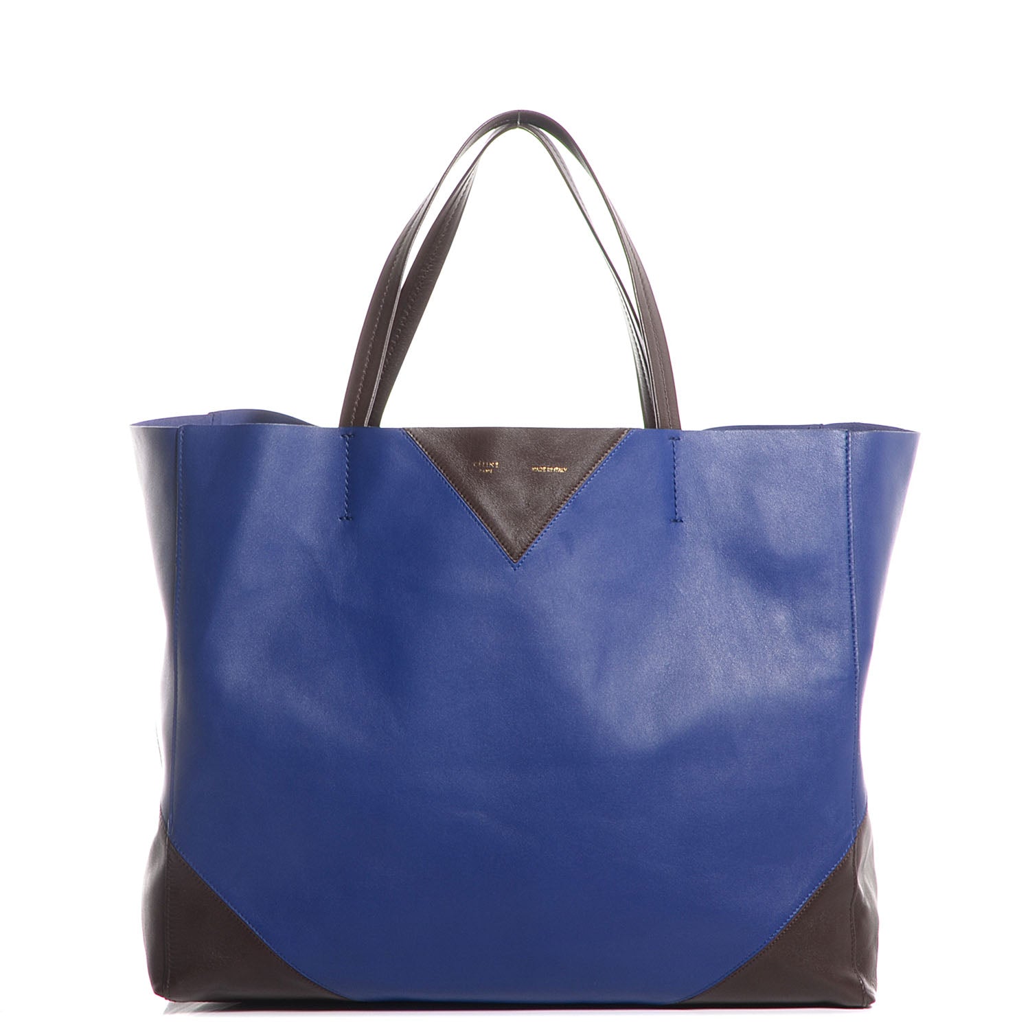 Celine Lambskin Horizontal Bi-Color Coeur Cabas Indigo Khaki 1 of 9