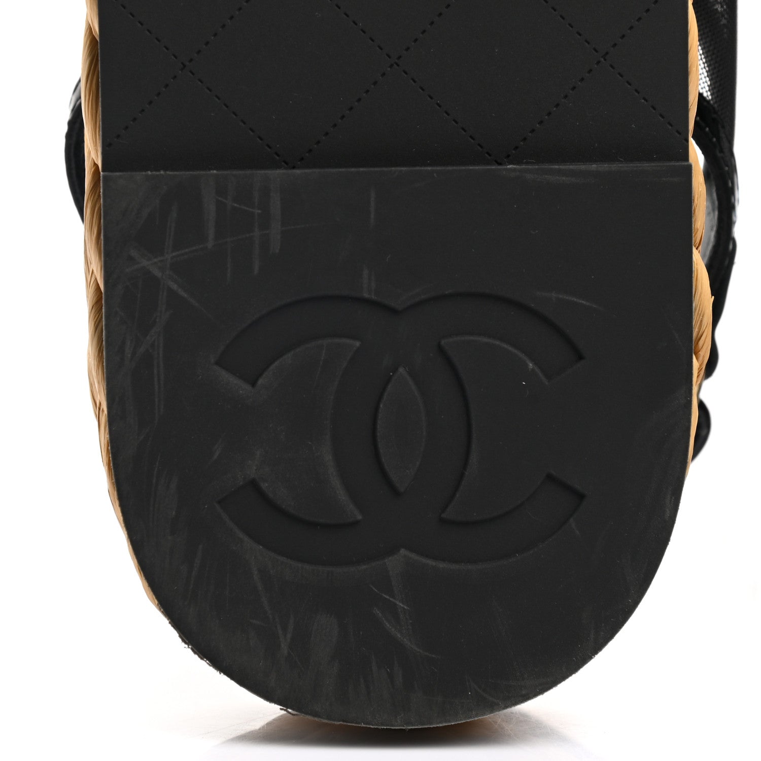 Chanel Mesh Patent Calfskin Velcro Dad Sandals 39 Black 9 of 10