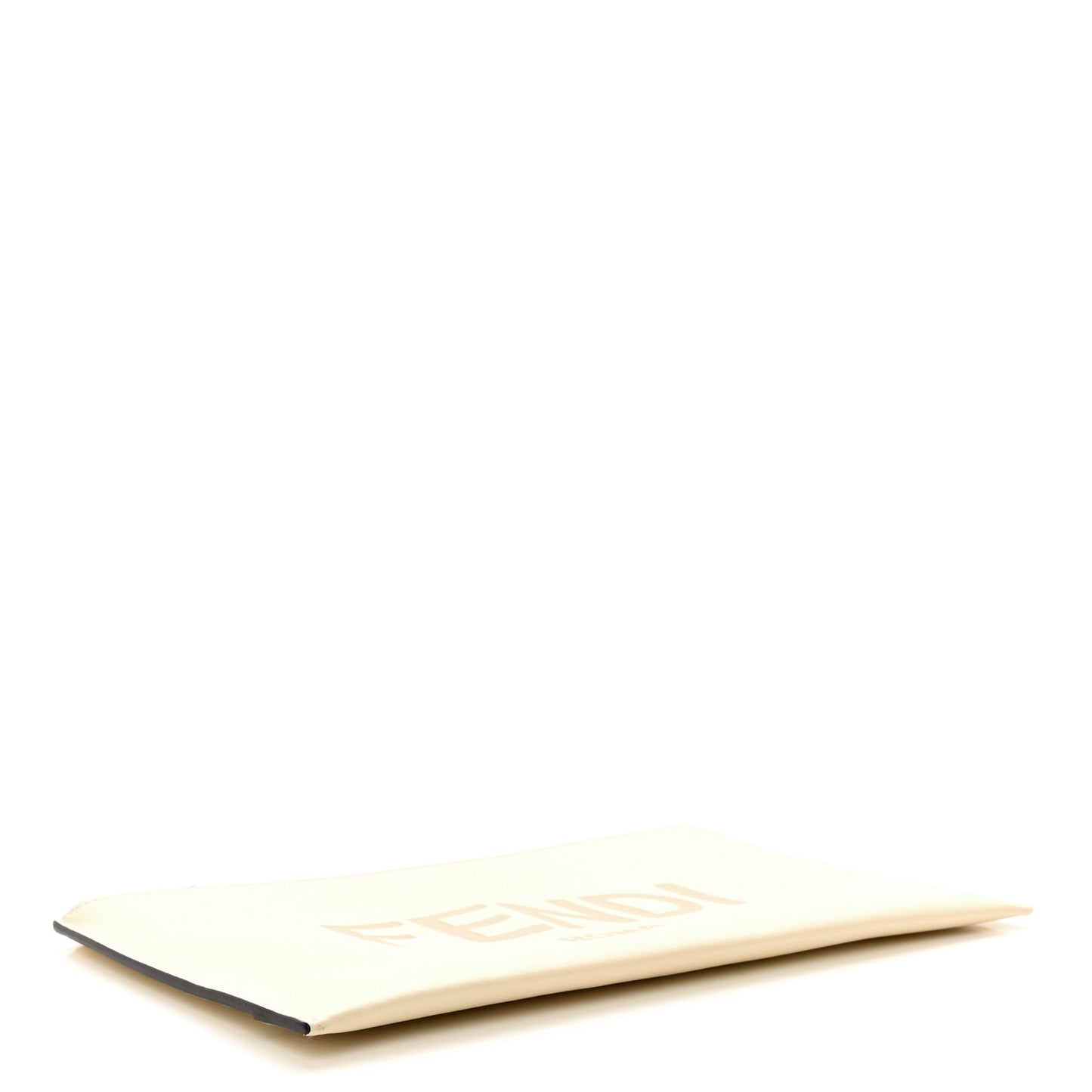 Vitello King Logo Embossed Medium Flat Pouch White Ice