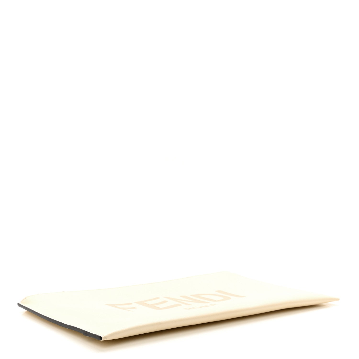 Fendi Vitello King Logo Embossed Medium Flat Pouch White Ice 4 of 8