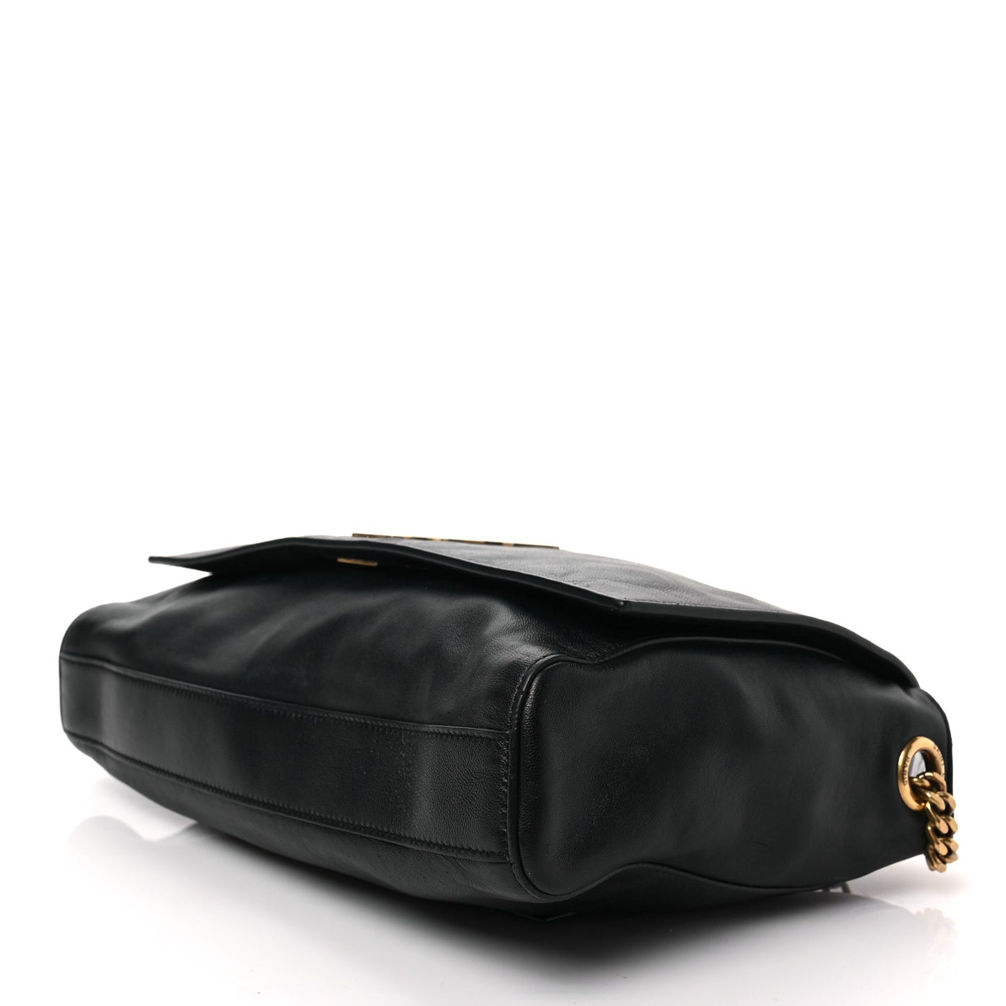 Smooth Calfskin Suede Medium Reversible Monogram Kate Satchel Black