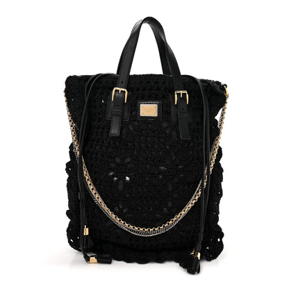 Dolce & Gabbana Knitted Sequins Lambskin Miss Helene Chain Tote Black 1 of 9