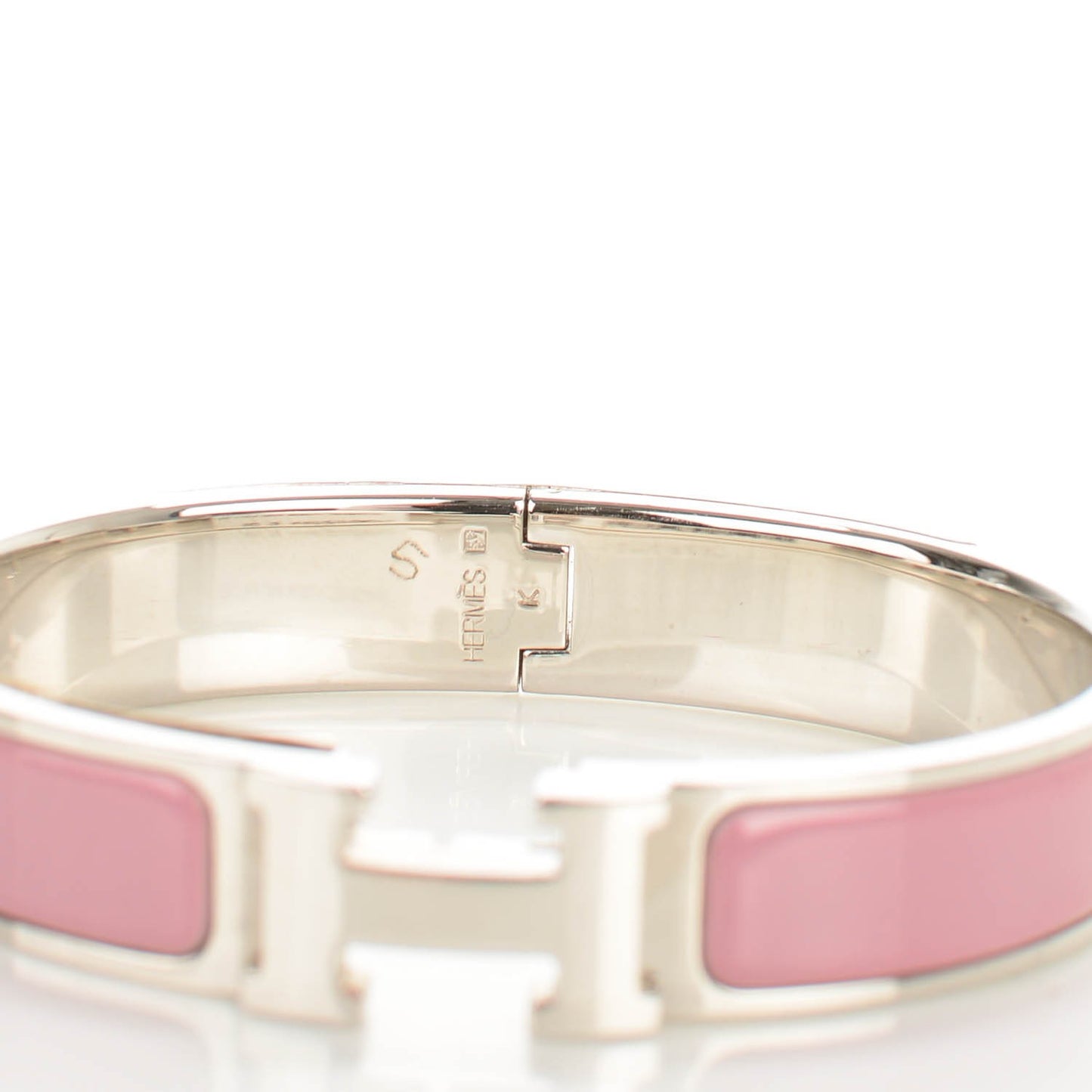 Enamel Narrow Clic Clac H Bracelet GM Vieux Rose