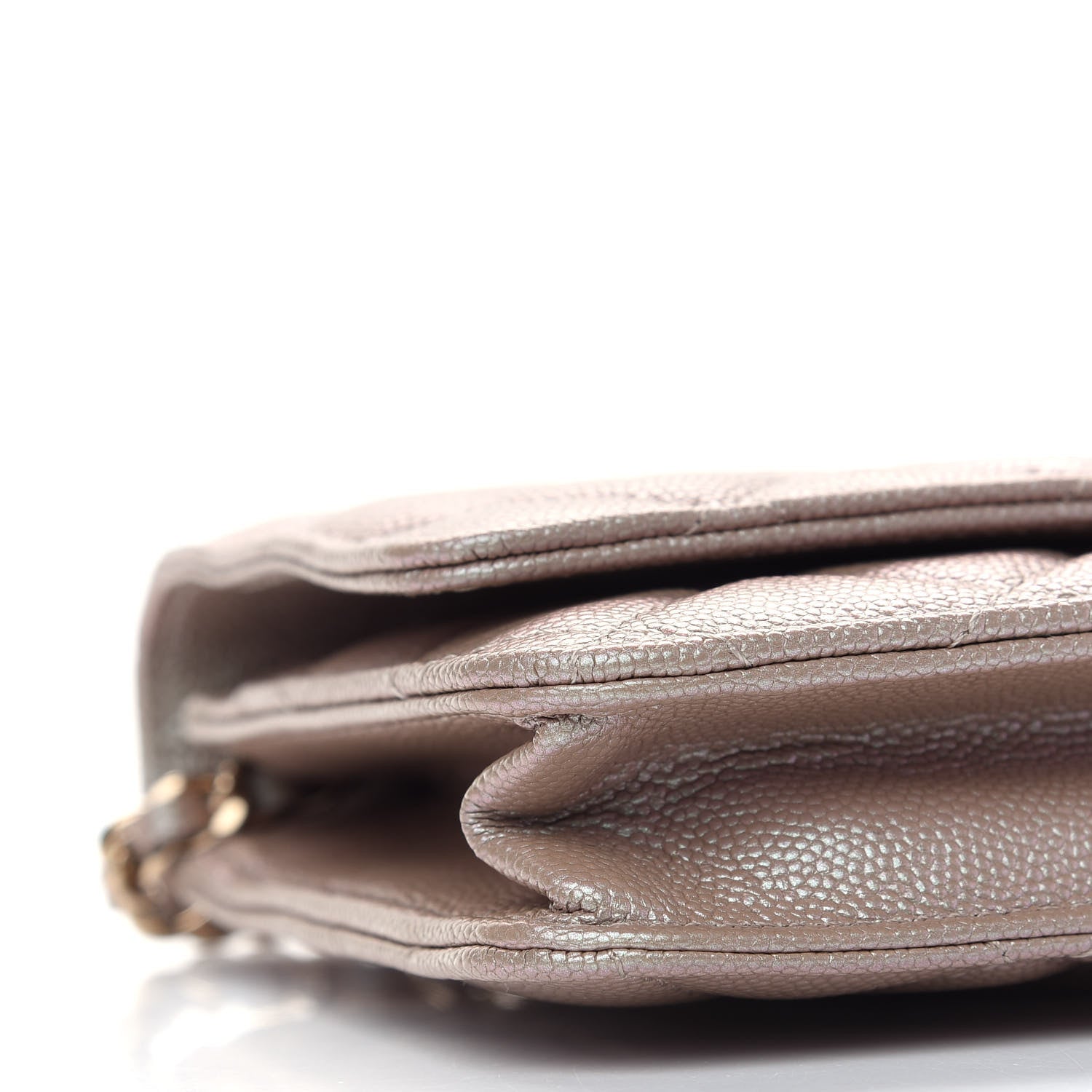 Chanel Iridescent Caviar Quilted Wallet On Chain WOC Beige 9 of 10