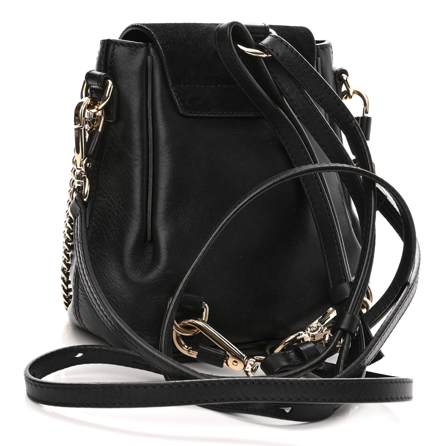 Suede Calfskin Mini Faye Backpack Black