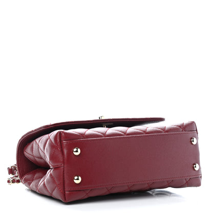 Chanel Caviar Lizard Embossed Quilted Mini Coco Handle Flap Burgundy 4 of 9