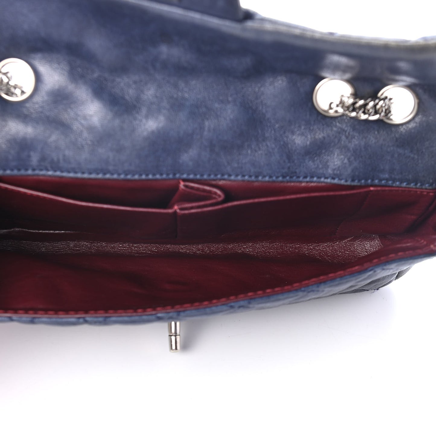 Lambskin Quilted East West Flap Bijoux Chain Navy Blue
