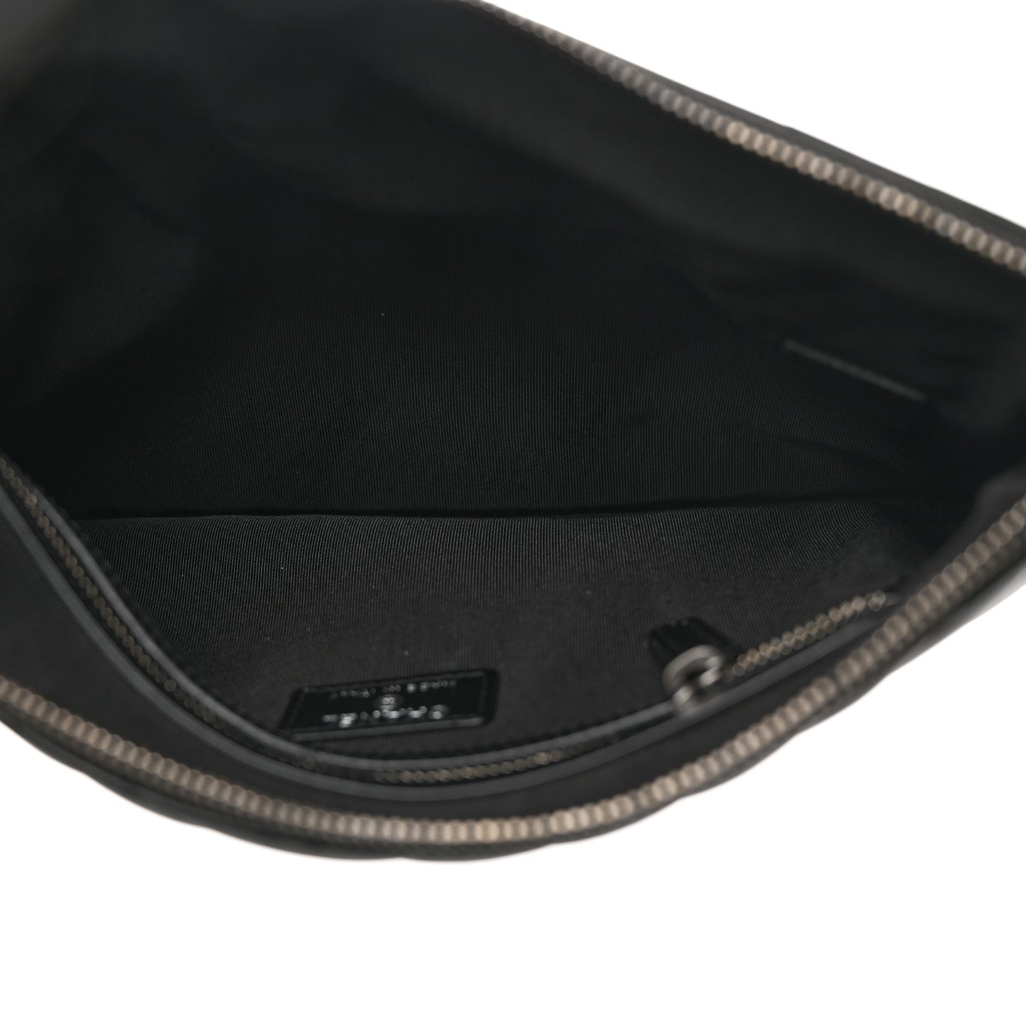 Calfskin Chevron Quilted Tassel Medium Cosmetic Case Black