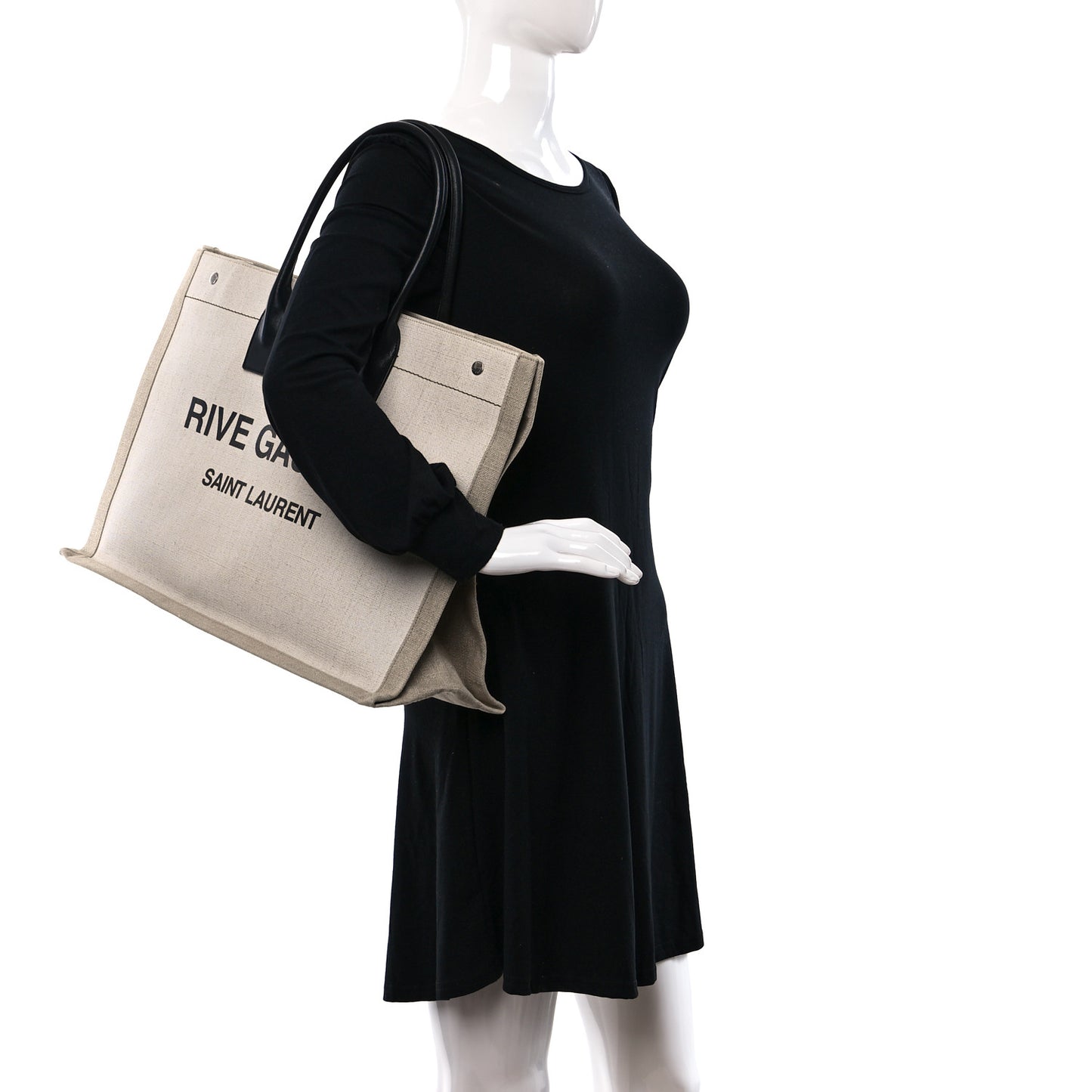 Linen Calfskin Rive Gauche Tote Optic White