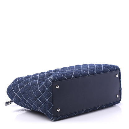 Chanel Denim Quilted Medium Coco Handle Shopping Tote Blue 5 of 12