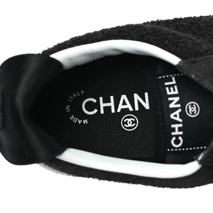 Chanel Tweed Suede Womens Sneakers 36.5 Navy 7 of 8