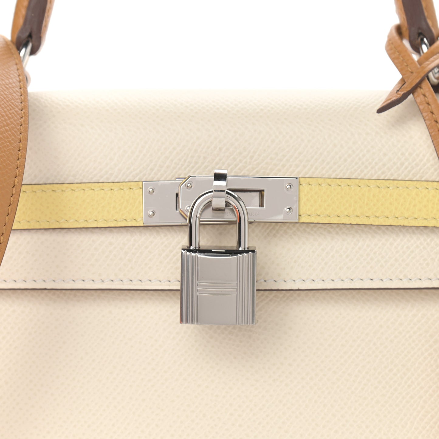 Epsom Tri-Color Kelly Sellier 25 Nata Jaune Poussin Sesame