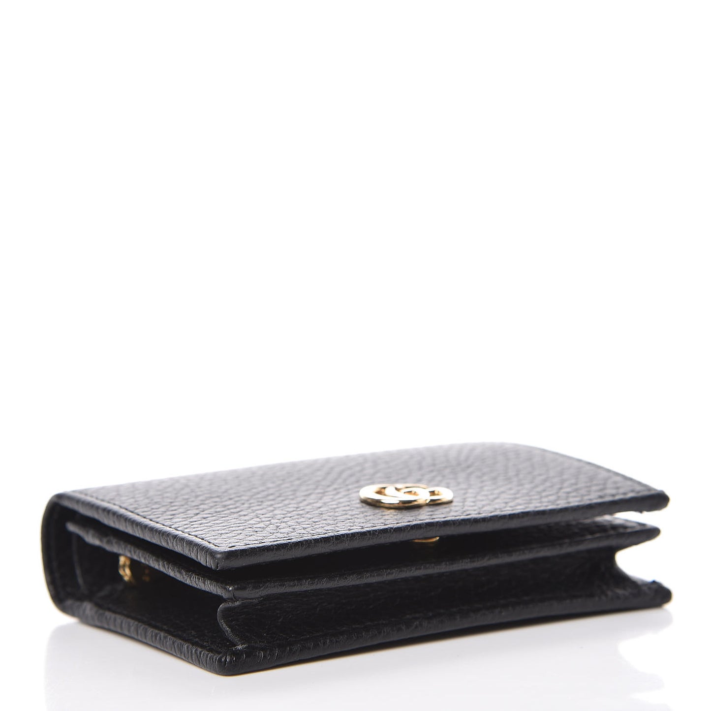 Pebbled Calfskin GG Marmont Card Case Black