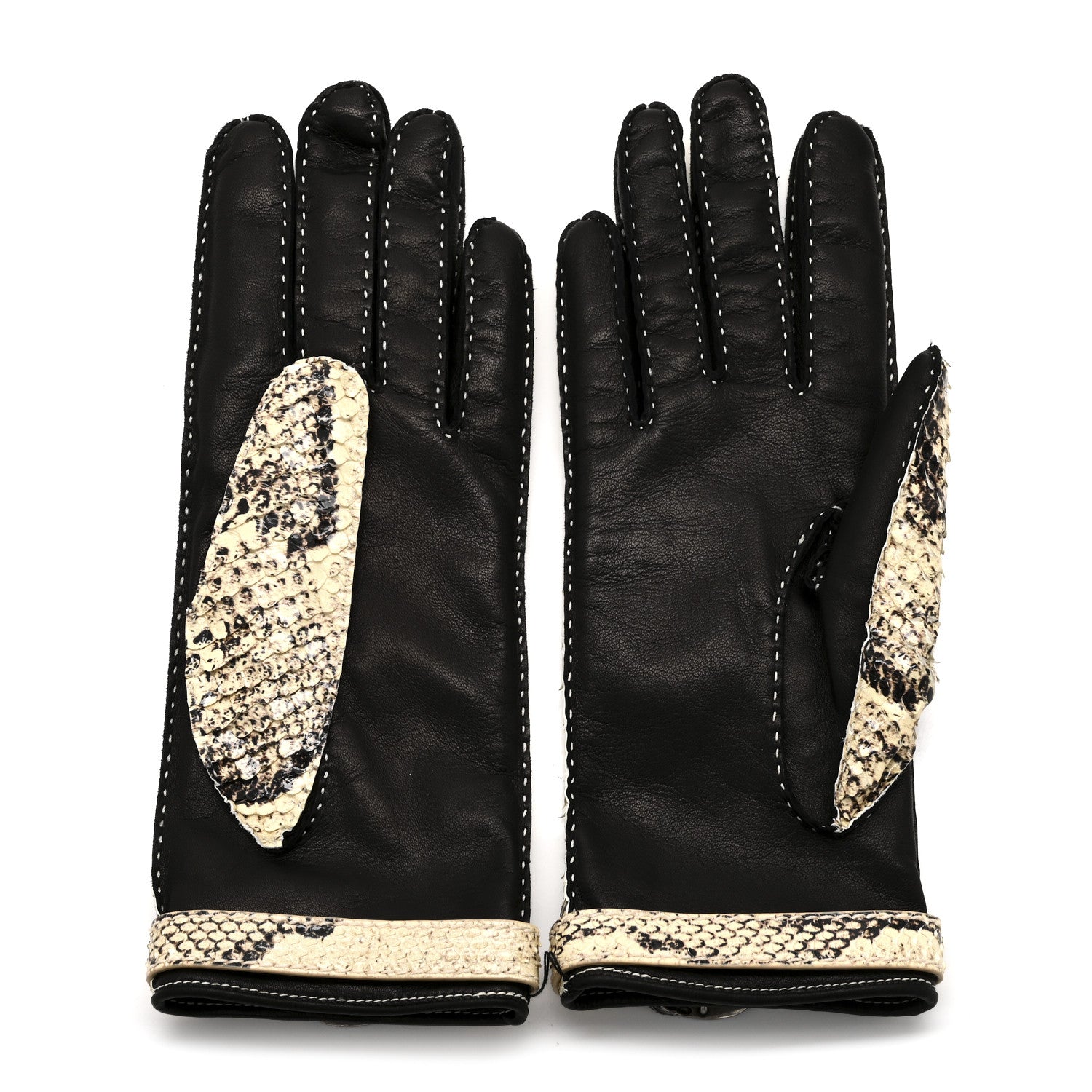 Gucci Snakeskin Lambskin Dionysus Gloves 7.5 Beige 2 of 5