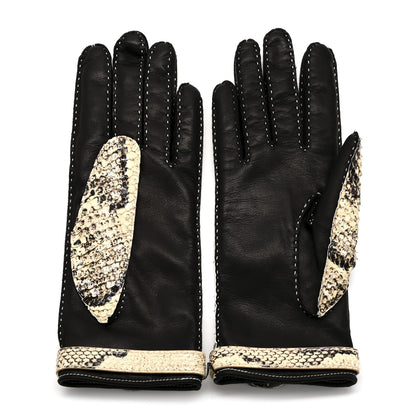 Gucci Snakeskin Lambskin Dionysus Gloves 7.5 Beige 2 of 5