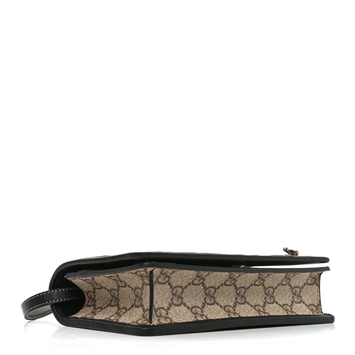 GG Emblem Monogram Wallet With Strap Beige Ebony Black