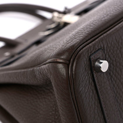 Hermes Taurillon Clemence Birkin 30 Chocolate 8 of 13