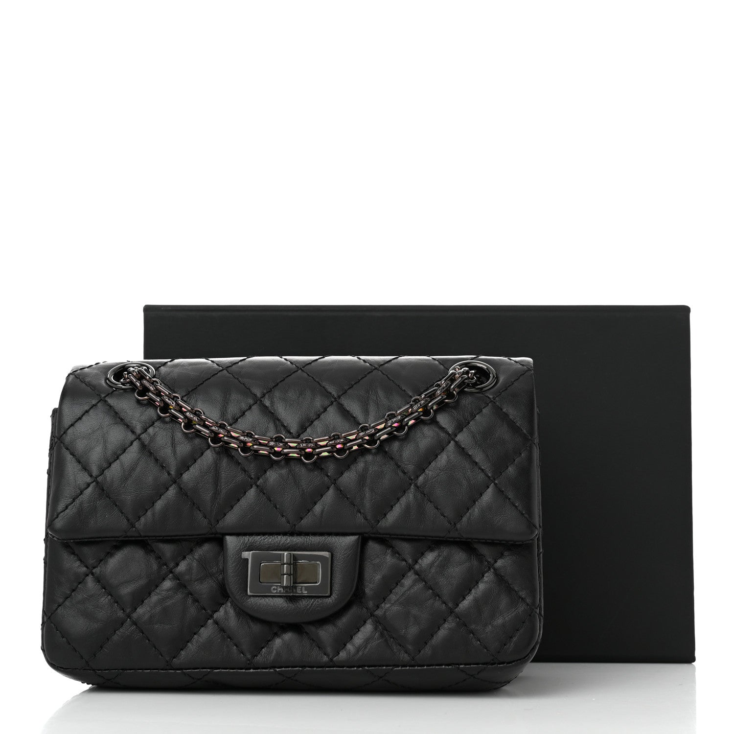 Chanel Aged Calfskin Quilted 2.55 Reissue Mini Flap So Black 10 of 10