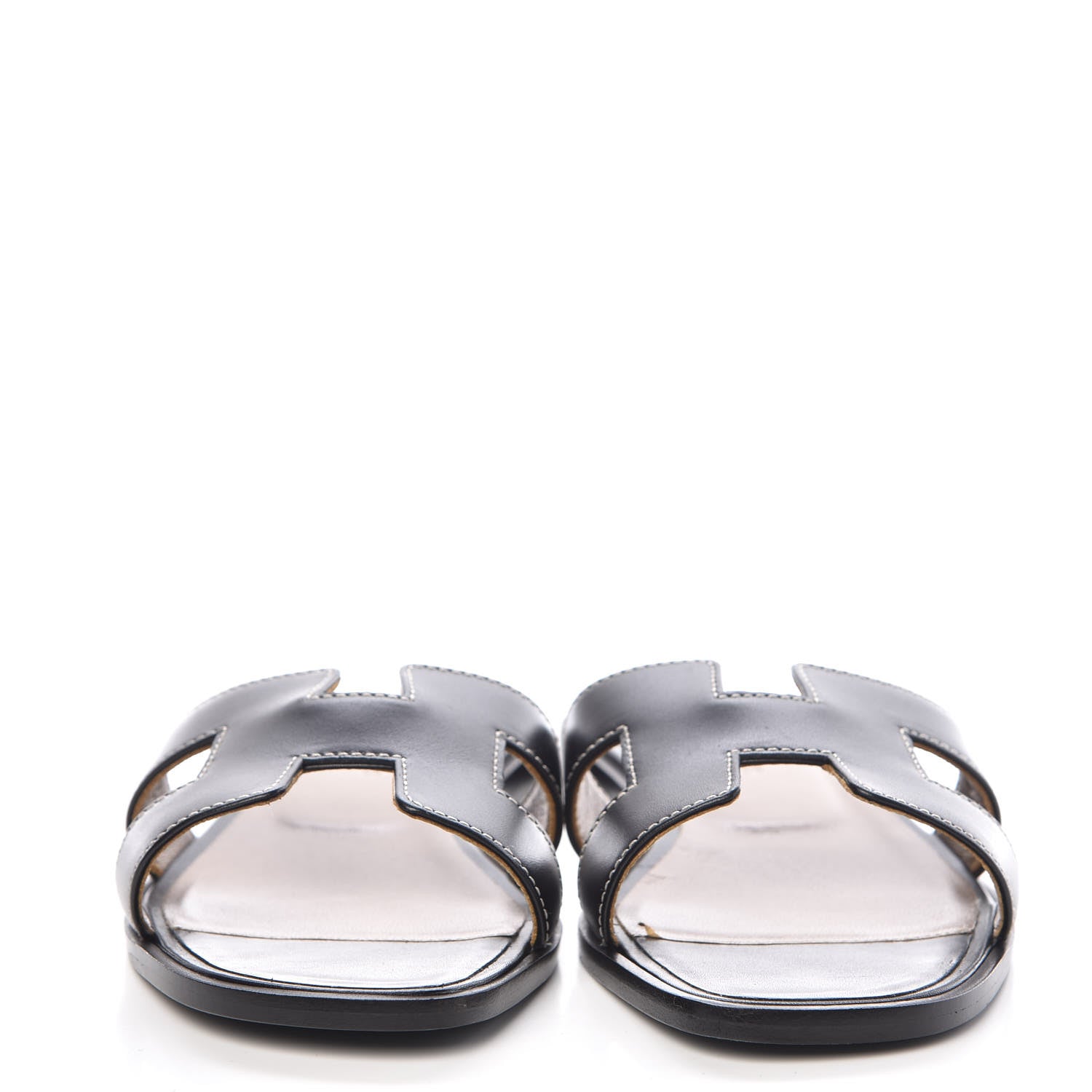 Hermes Box Calfskin Oran Sandals 36 Black 2 of 8