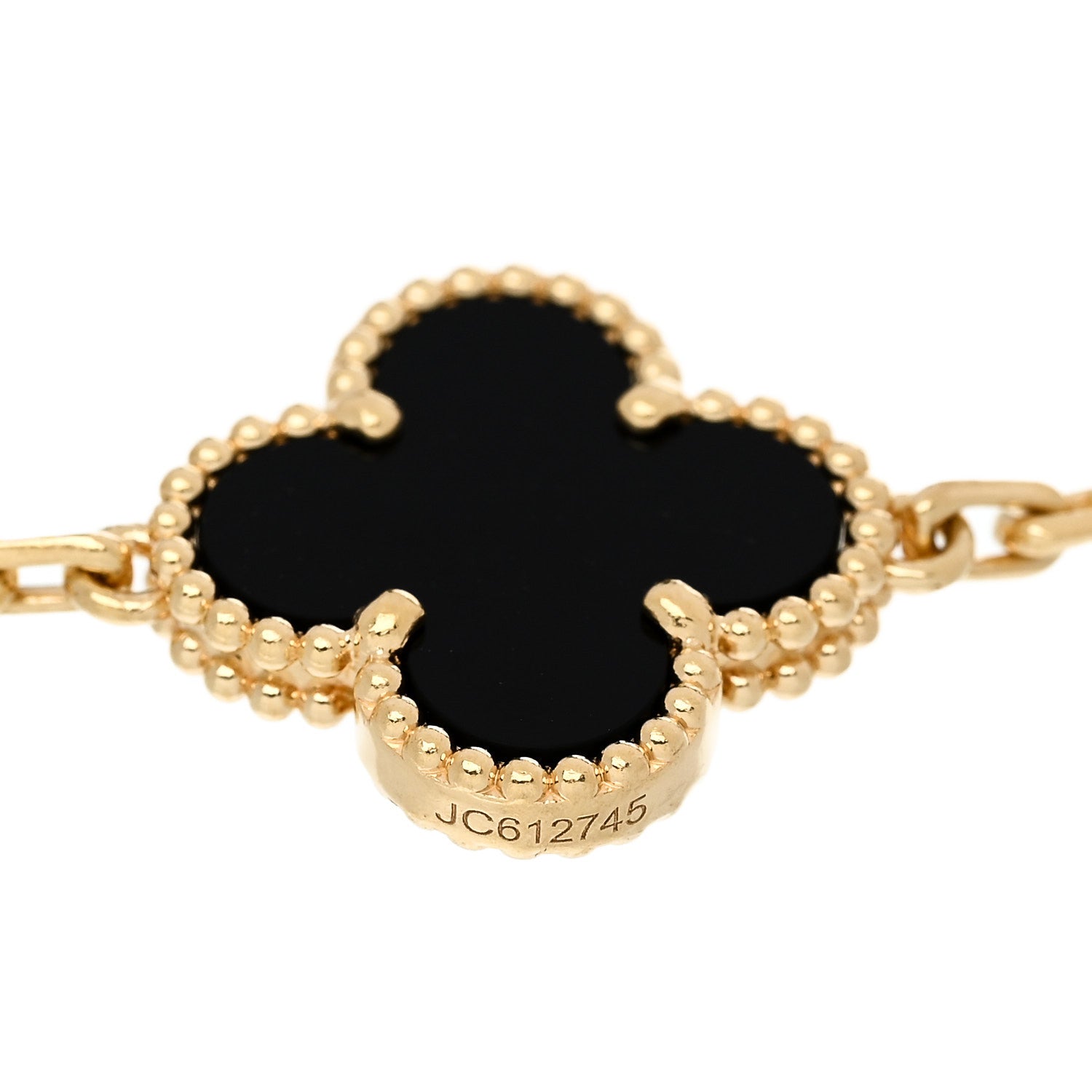 Van Cleef & Arpels 18K Yellow Gold Black Onyx 5 Motifs Vintage Alhambra Bracelet 4 of 4