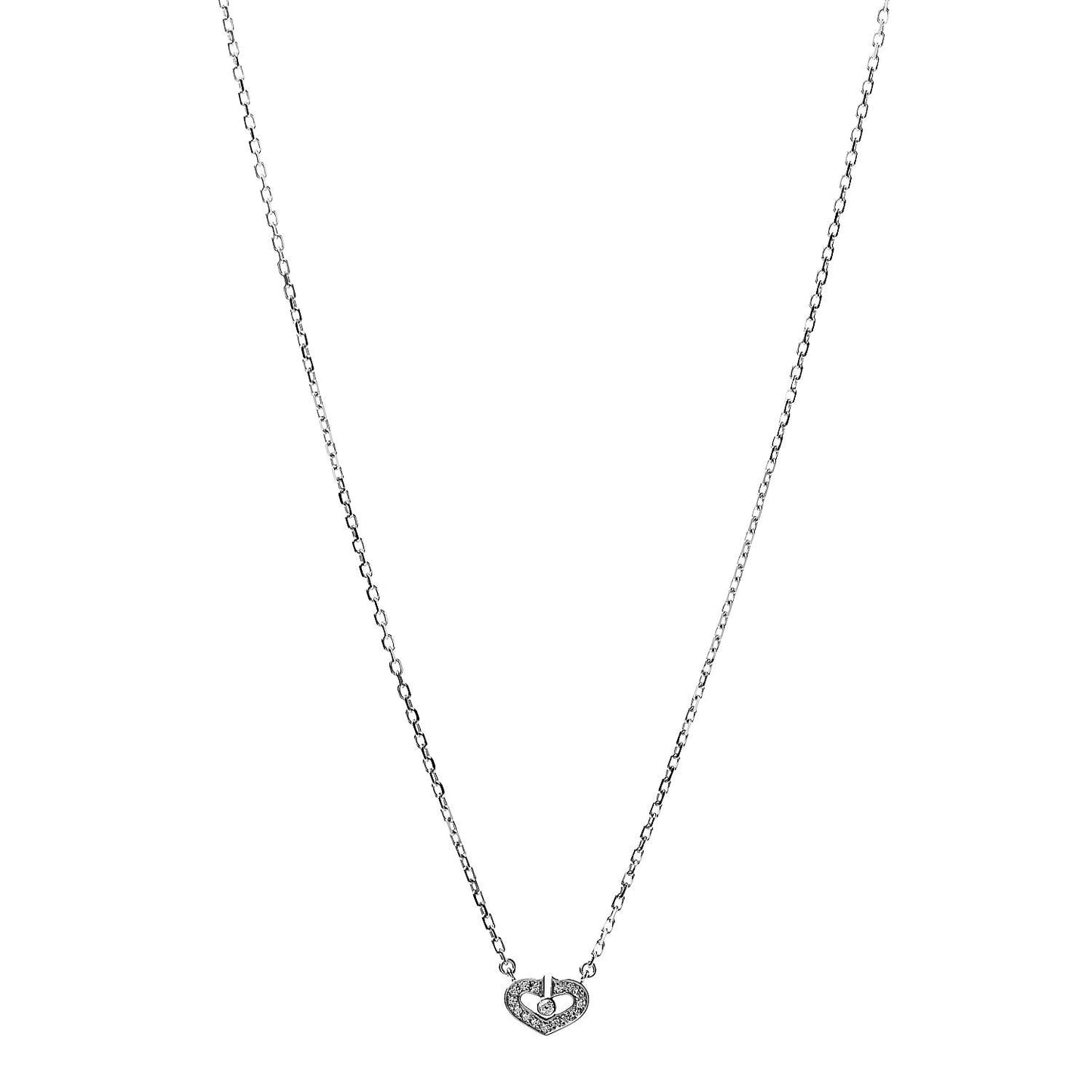 18K White Gold Diamond Hearts and Symbols Necklace