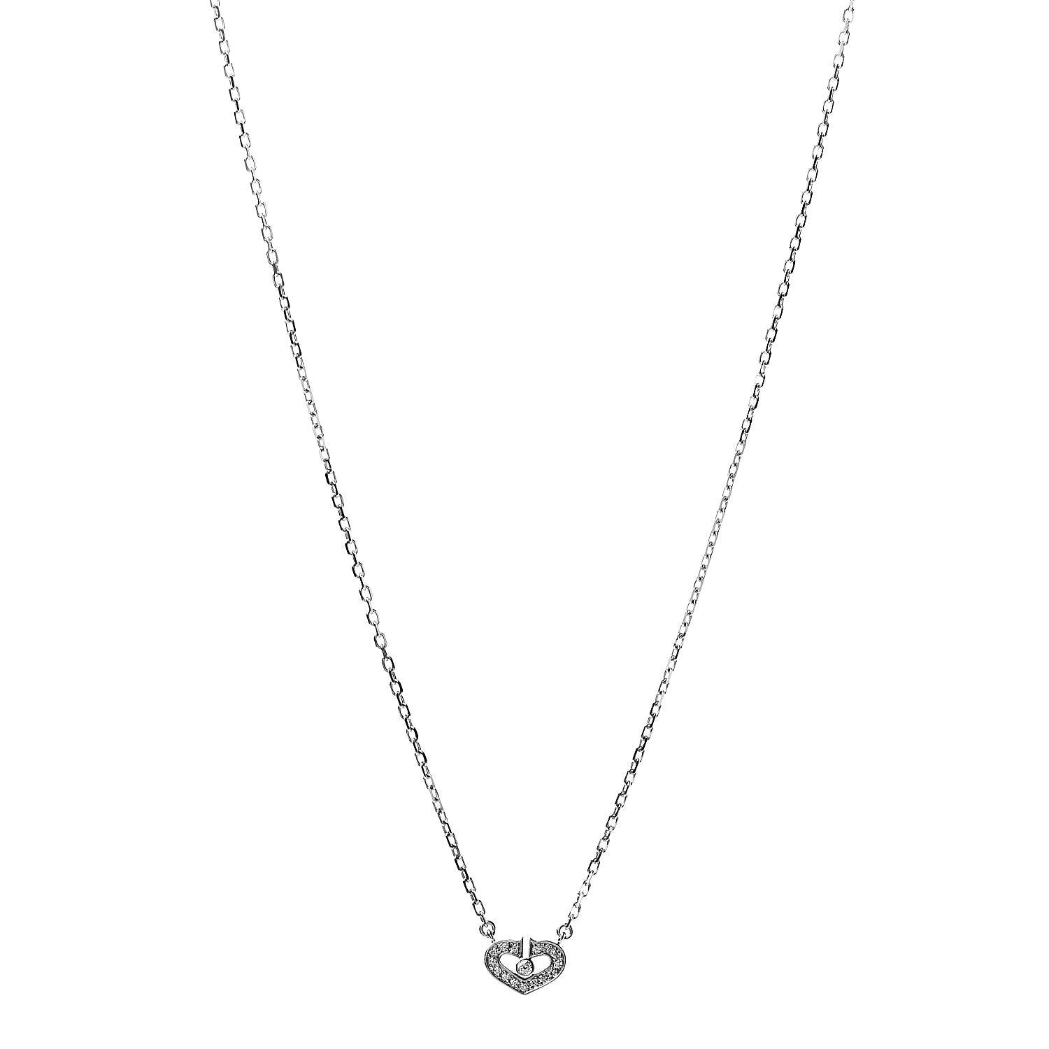 Cartier 18K White Gold Diamond Hearts and Symbols Necklace 1 of 7
