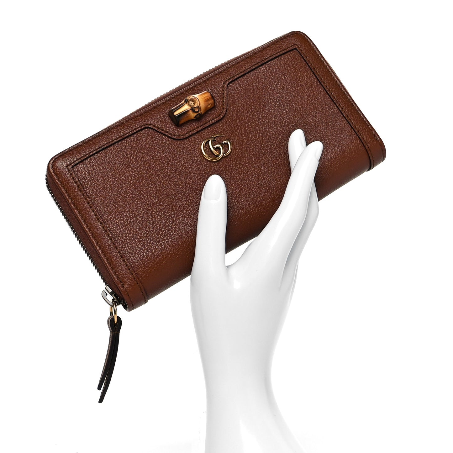 Wonka Grain Calfskin Diana Zip Around Continental Wallet Cuir