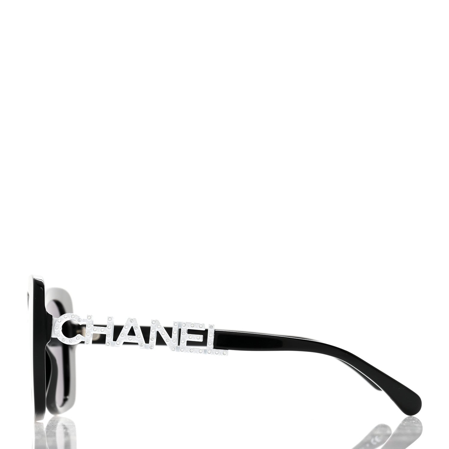 Chanel Acetate Strass Square Sunglasses 5422-B Black White 3 of 8