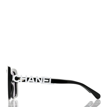 Chanel Acetate Strass Square Sunglasses 5422-B Black White 3 of 8