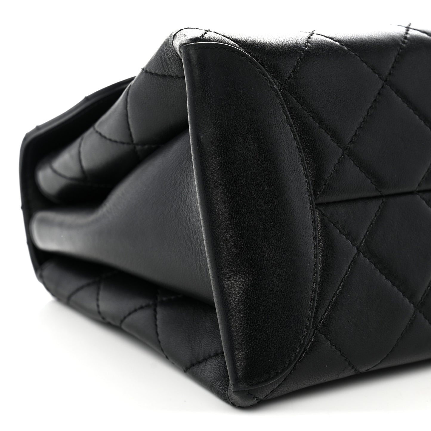 Lambskin Quilted Large Trendy Spirit Top Handle Bag Black
