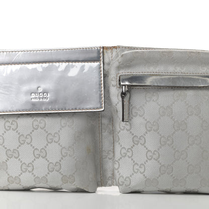 Gucci GG Monogram Web Double Pocket Belt Bag Silver 10 of 17