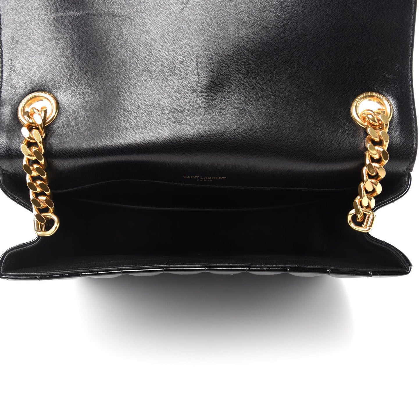 Patent Matelasse Monogram Large Vicky Chain Bag Black