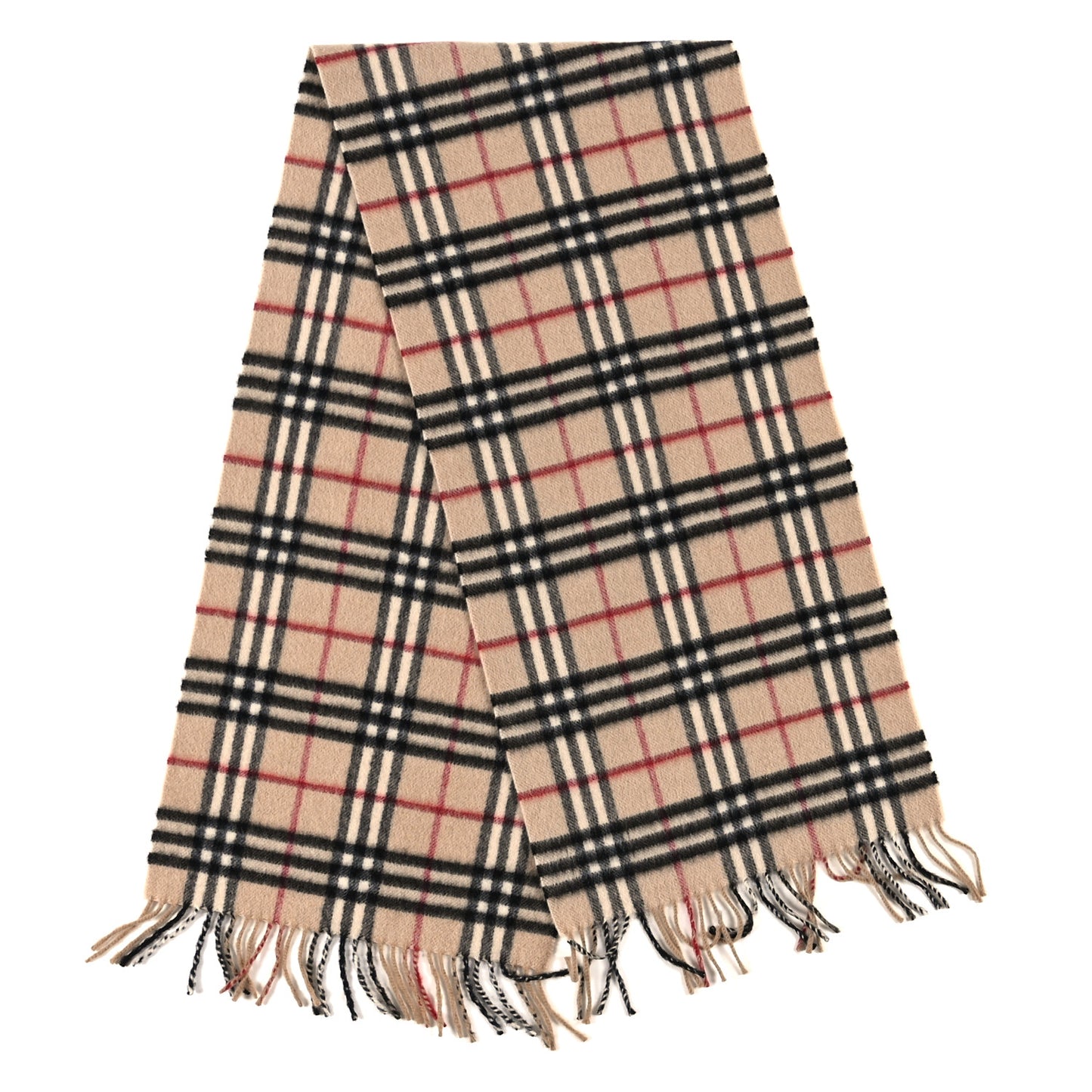 Lambswool Check Fringe Scarf Camel