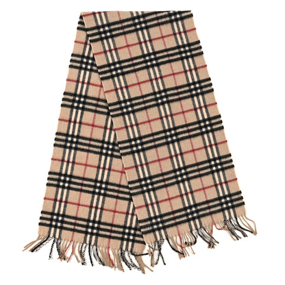 Burberry Lambswool Check Fringe Scarf Camel 2 of 3
