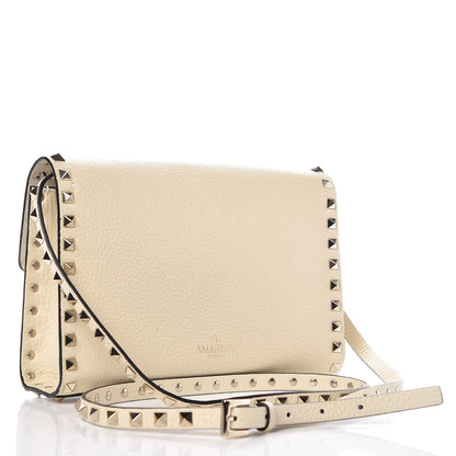 Valentino Garavani Pebbled Calfskin Medium Rockstud Flip Lock Crossbody Bag Light Ivory 3 of 6