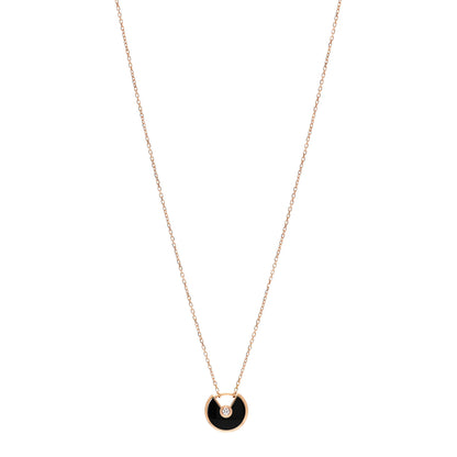 Cartier 18K Pink Gold Diamond Black Onyx XS Amulette de Cartier Pendant Necklace 1 of 5