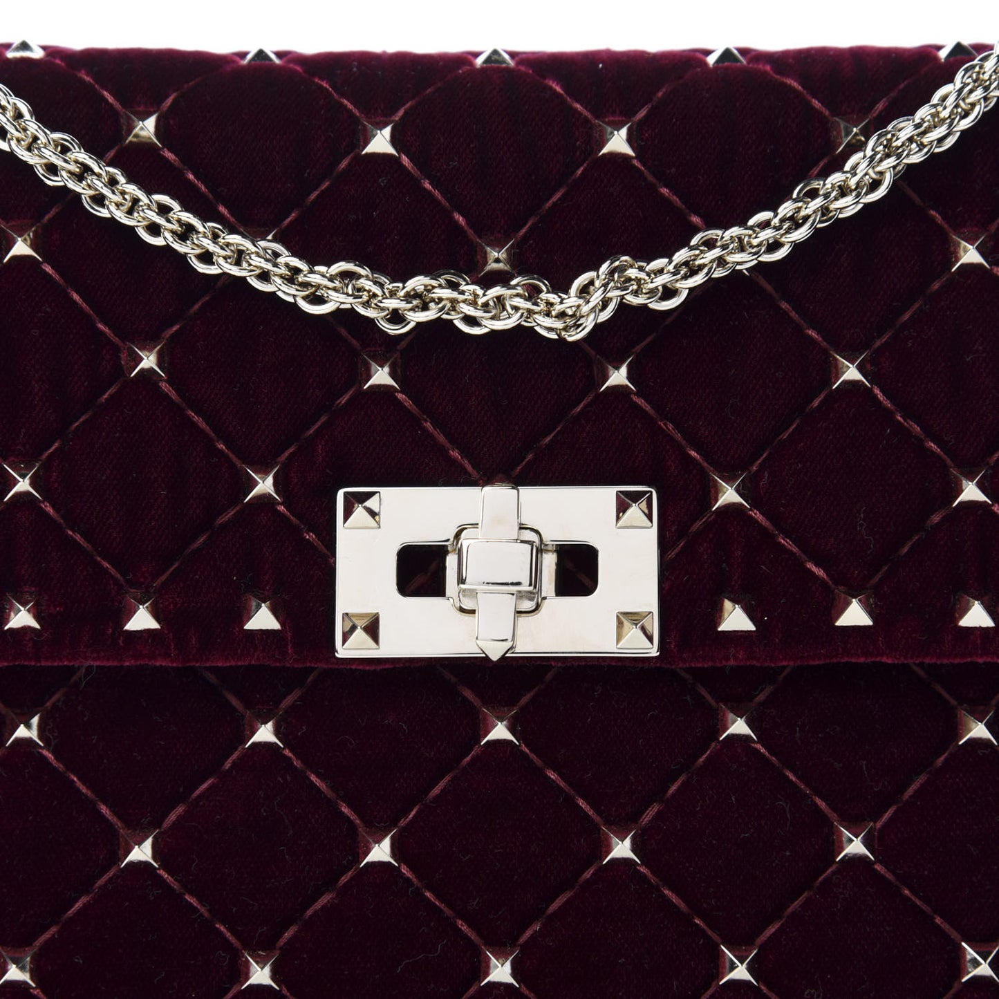 Velvet Medium Rockstud Spike Shoulder Bag Rubino